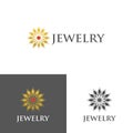 Jewelry gold flower logo with initial in the middle, elegant, premium, modern, and simple creative icon symbol design Royalty Free Stock Photo