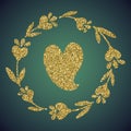Jewelry gold glitter of love heart flower Royalty Free Stock Photo