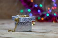 Jewelry, gold necklaces and gold rings put on gift boxes. Royalty Free Stock Photo