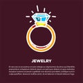 Jewelry golden diamond wedding ring vector poster