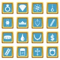 Jewelry items icons azure