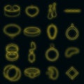 Jewelry items icons set vector neon