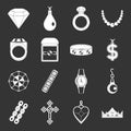 Jewelry items icons set grey vector