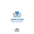 Jewelry king, diamond crown logo icon template