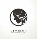 Jewelry logo symbol design with beautiful woman