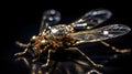 jewelry made of gold and stones.mosquito close-up on a black background