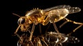 jewelry made of gold and stones.mosquito close-up on a black background