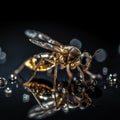 jewelry made of gold and stones.mosquito close-up on a black background