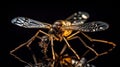 jewelry made of gold and stones.mosquito close-up on a black background