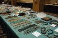 jewelry-making workshop, with beading and stringing materials laid out for attendees