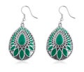 Special green-stone earrings of silver Royalty Free Stock Photo