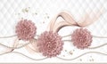 Jewelry pale pink flowers and pearls on white abstraction background