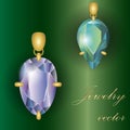 Precious stones, jewelry in a frame EPS 10