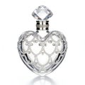 Jewelry perfume in the shape of a heart on a white background