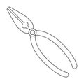 Jewelry pliers icon in outline style isolated on white background. Precious minerals and jeweler symbol stock vector