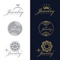 Jewelry ring logo. Jewelry crown logo. Jewelry flower and circle logo. Diamond Octagon logo. vector set and isolate on white and Royalty Free Stock Photo