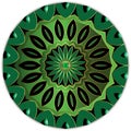 Jewelry round floral mandala pattern. Greek style luxury green 3d ornament with emerald gem stone. Beautiful design on white