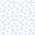 Jewelry seamless pattern, diamonds flat line illustration. Vector icons of brilliants. Fashion store white repeated