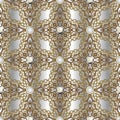 Jewelry seamless pattern. Floral  background. Repeat vector greek backdrop. Golden luxury ornament with vintage Baroque Damask Royalty Free Stock Photo