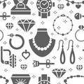 Jewelry seamless pattern, glyph illustration. Vector silhouette icons of jewels accessories - gold engagement rings