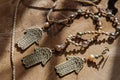 Jewelry set with Hamsa Fatima hand symbol