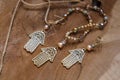 Jewelry set with Hamsa Fatima hand symbol