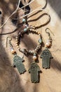 Jewelry set with Hamsa Fatima hand symbol