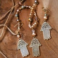 Jewelry set with Hamsa Fatima hand symbol