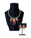 Jewelry Set Necklace Precious Red Stones on Black Royalty Free Stock Photo