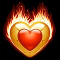 Jewelry in the shape of heart in fire Royalty Free Stock Photo