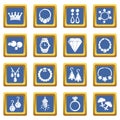 Jewelry shop icons set blue square vector