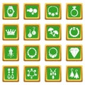 Jewelry shop icons set green square vector