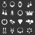 Jewelry shop icons set grey vector