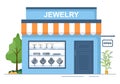 Jewelry Shop Provides Necklaces, Earrings and Bracelets from Gems in Flat Style illustration for Poster Background Royalty Free Stock Photo