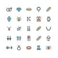 Jewelry Sign Color Thin Line Icon Set. Vector