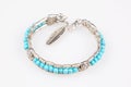 Jewelry Silver blue bracelet with semiprecious stone Royalty Free Stock Photo