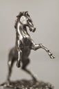 Jewelry, Silver statuette of galloping horses. miniature metal sculpture Stallion reared up.