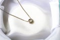 Jewelry single diamond stone necklace white gold Royalty Free Stock Photo