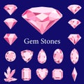 Gem stone icon set, vector illustration