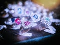 Jewelry store with multiple rings and earrings sale Royalty Free Stock Photo