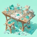 Jewelry Studio with Sparkling Gemstones and Tools