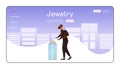 Jewelry theft landing page flat color vector template