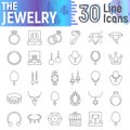 Jewelry thin line icon set, accessory symbols collection, vector sketches, logo illustrations, jewel signs linear