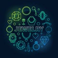 Jewelry vector colorful round outline illustration