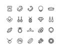 Jewelry icons in outline style Royalty Free Stock Photo