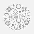 Jewelry vector minimal round illustration in outline style