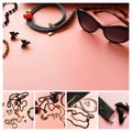 Jewelry white pearl fashion black sunglasses shoes on hight heels red handbag bags sunglasses glasses gold cosmetics cases r