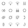 Jewelry and women accessories line icons set Royalty Free Stock Photo