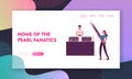Jewelry for Women Landing Page Template. Woman with Pearl in Huge Huge Tweezers Stand at Jewellery Showcase