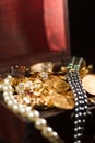 Jewels and gold coins Royalty Free Stock Photo